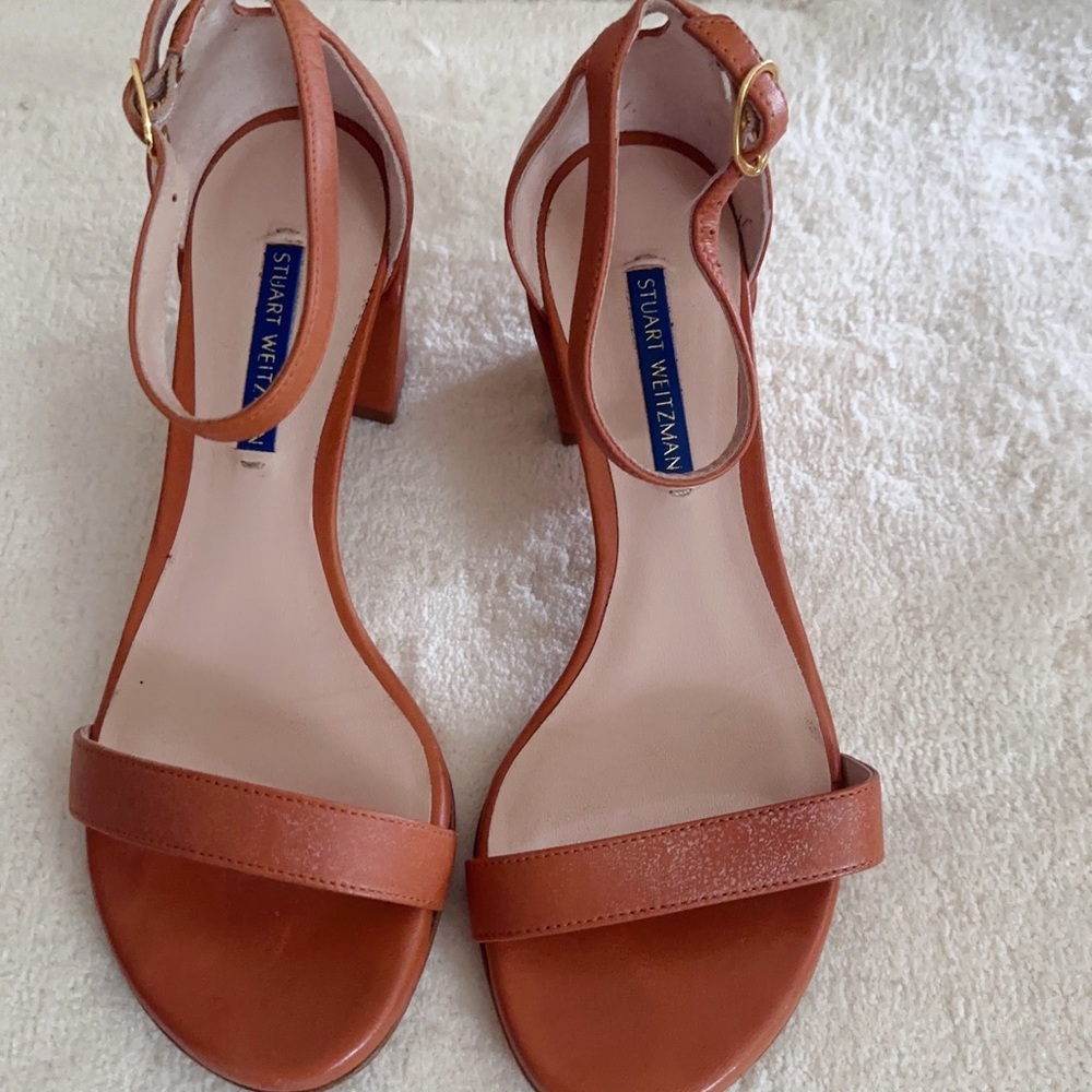 Stuart Weitzman Brown Leather Simple Ankle Strap … - image 4